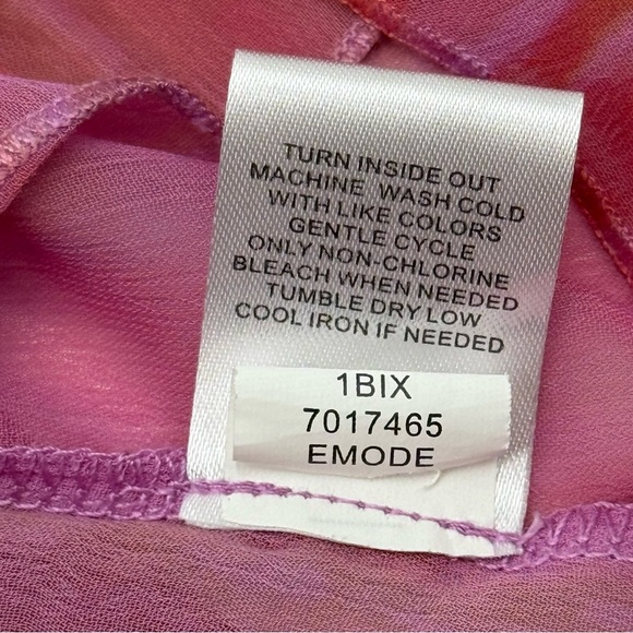 Unity World Wear Women’s Pink Orange Studded Patterned Top Medium Flutter Sleeve - Picture 10 of 14